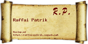 Raffai Patrik névjegykártya